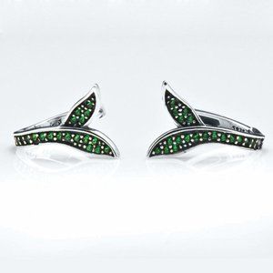 925 Silver Green Emerald Flower Hoop Earrings